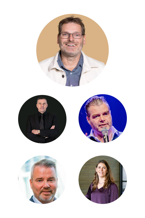 Marcel Oostveen, CEO InnSpire en vier ervaren CIO’s_ Pieter Halenbeek (KVK) Roel Peels (Ministerie van Defensie), Ronald Duerinck (Belastingdienst) en Simone Werner (UWV).